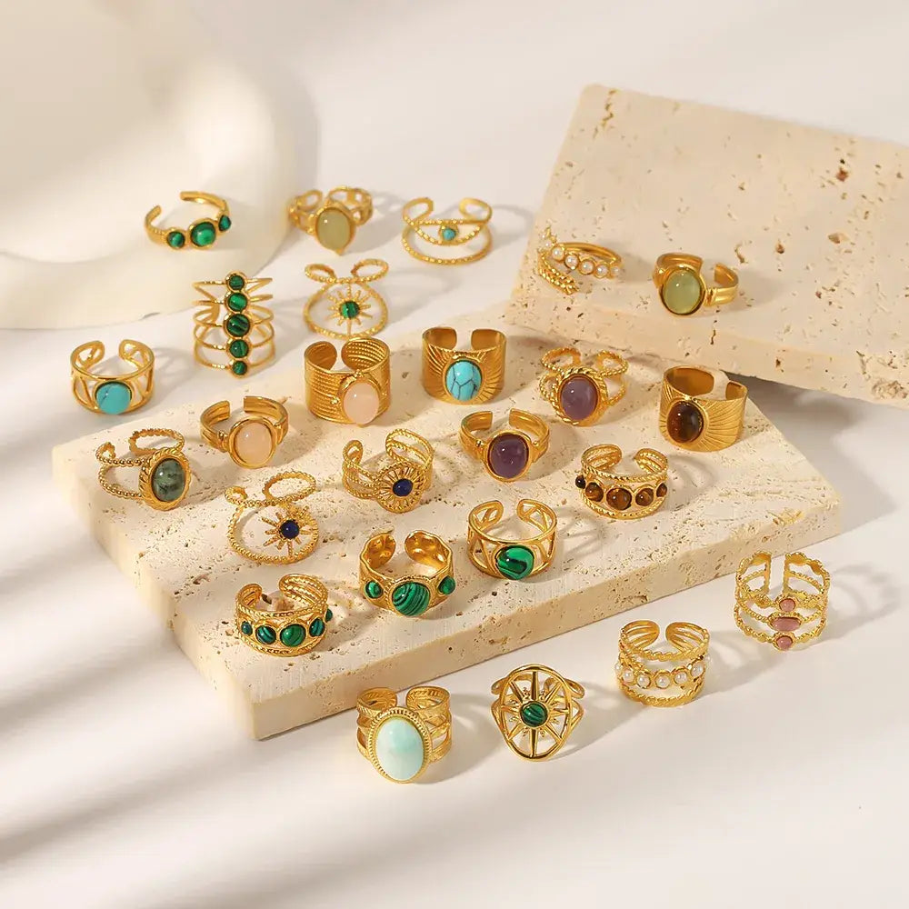 18K Plated Ring W/Multiple Stones