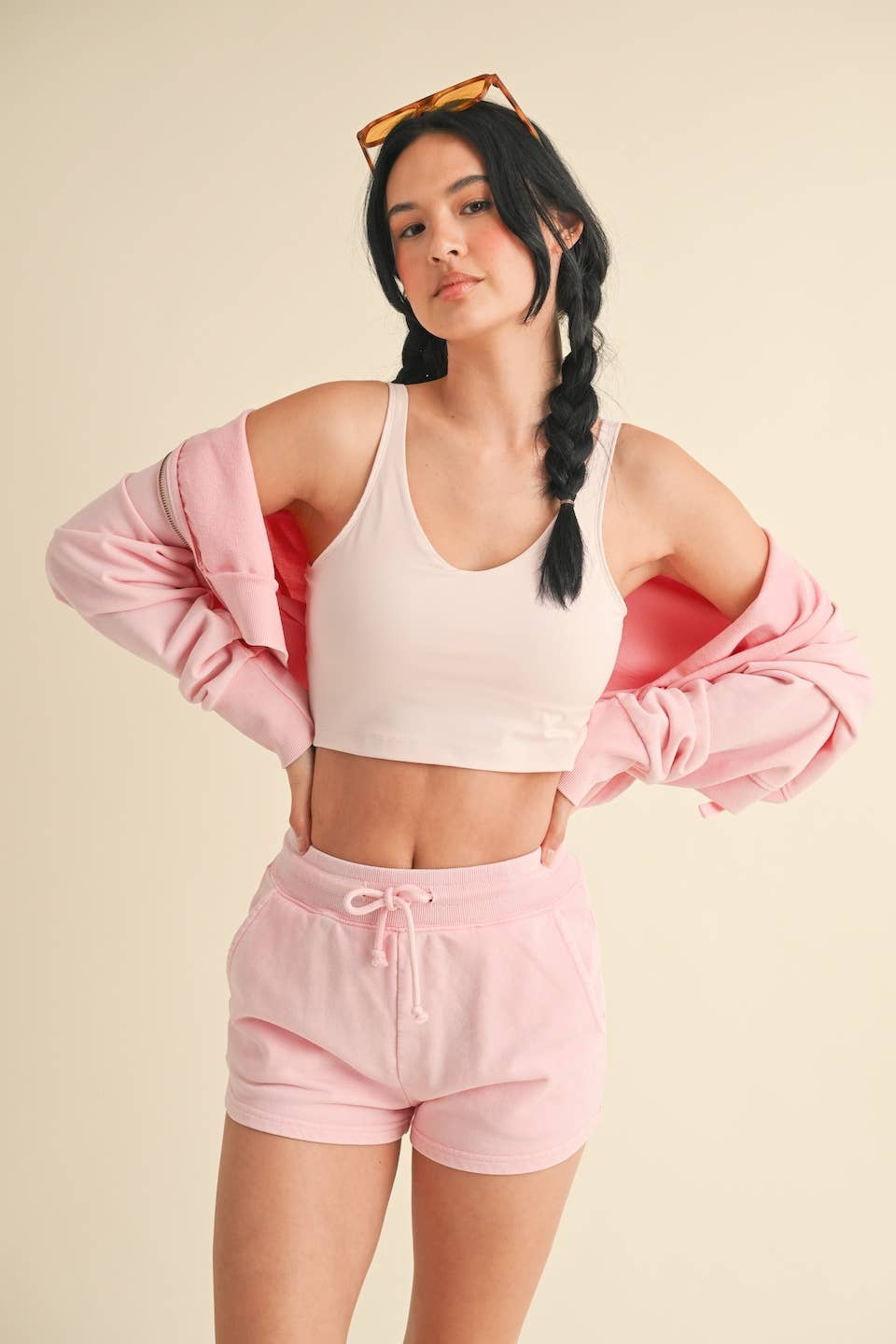 Mineral Wash Shorts: Baby Pink
