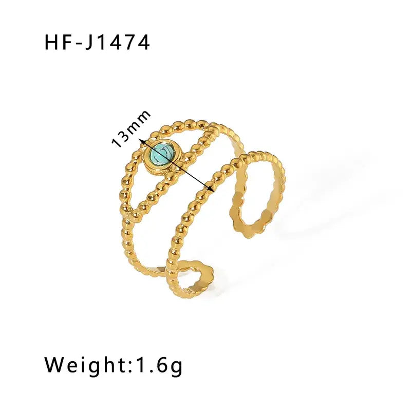 18K Plated Ring W/Multiple Stones