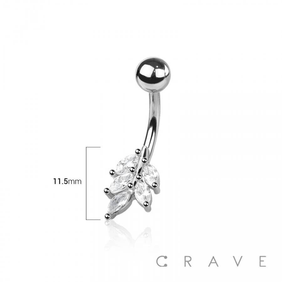 LEAF BELLY RING: SILVER