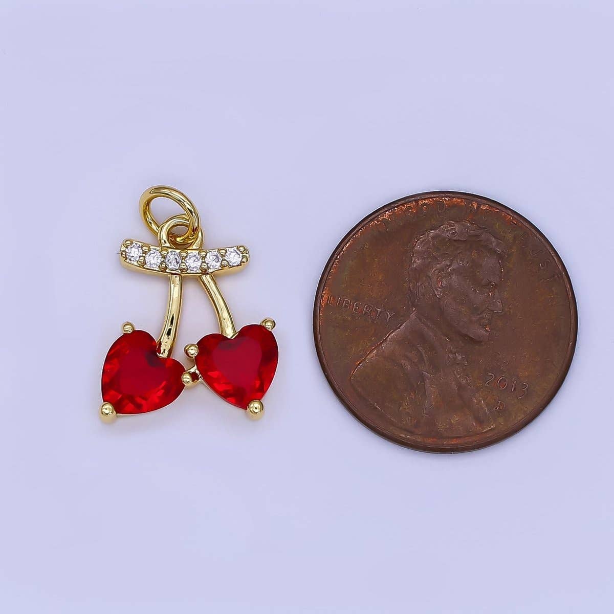 Red Cherry Heart Charm