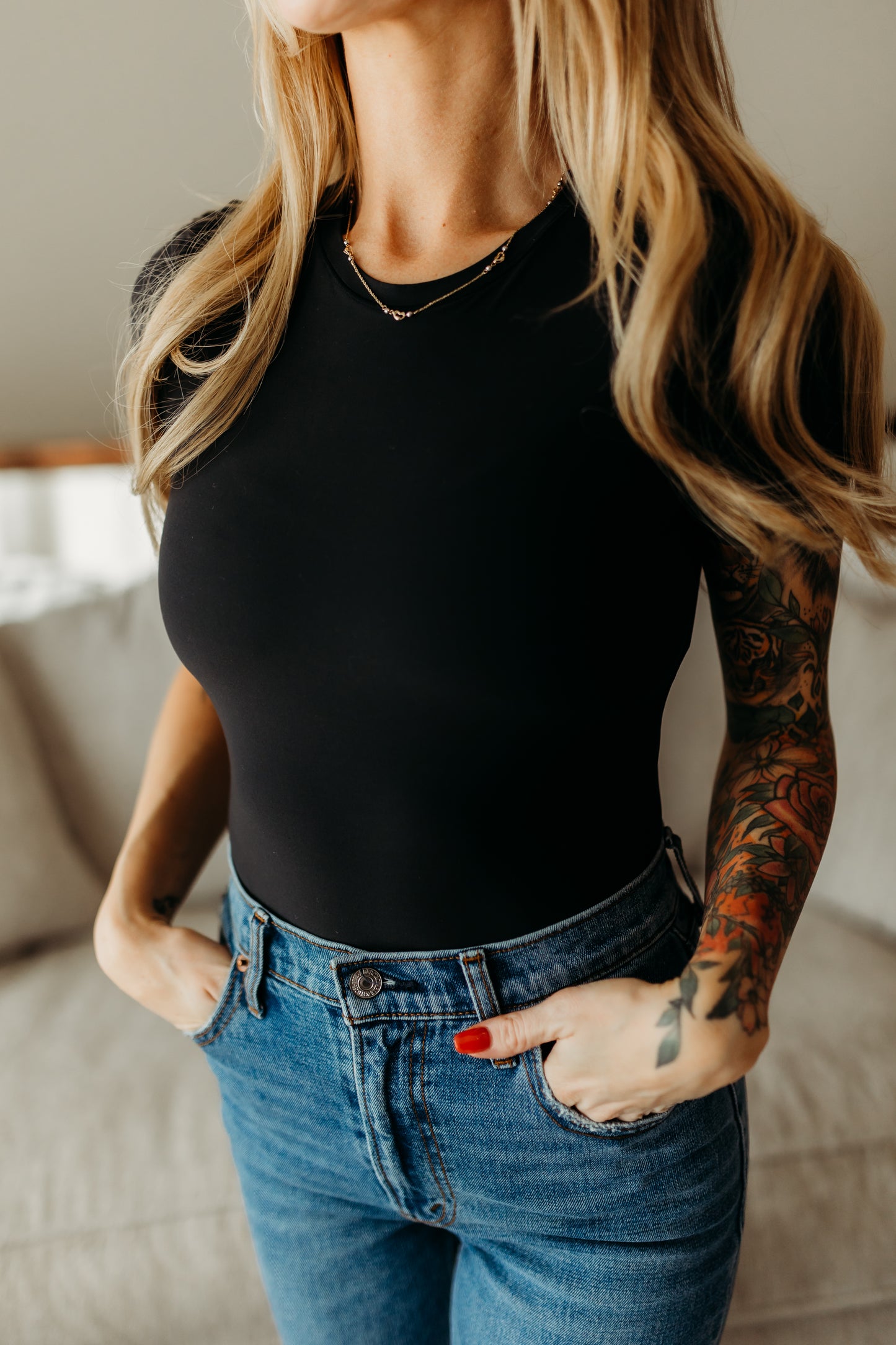 SHAPERX short Sleeve Bodysuit in Black