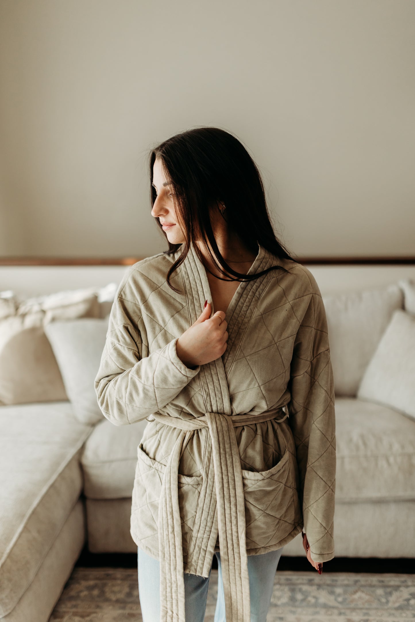 Cotton Quilted Wrap Jacket