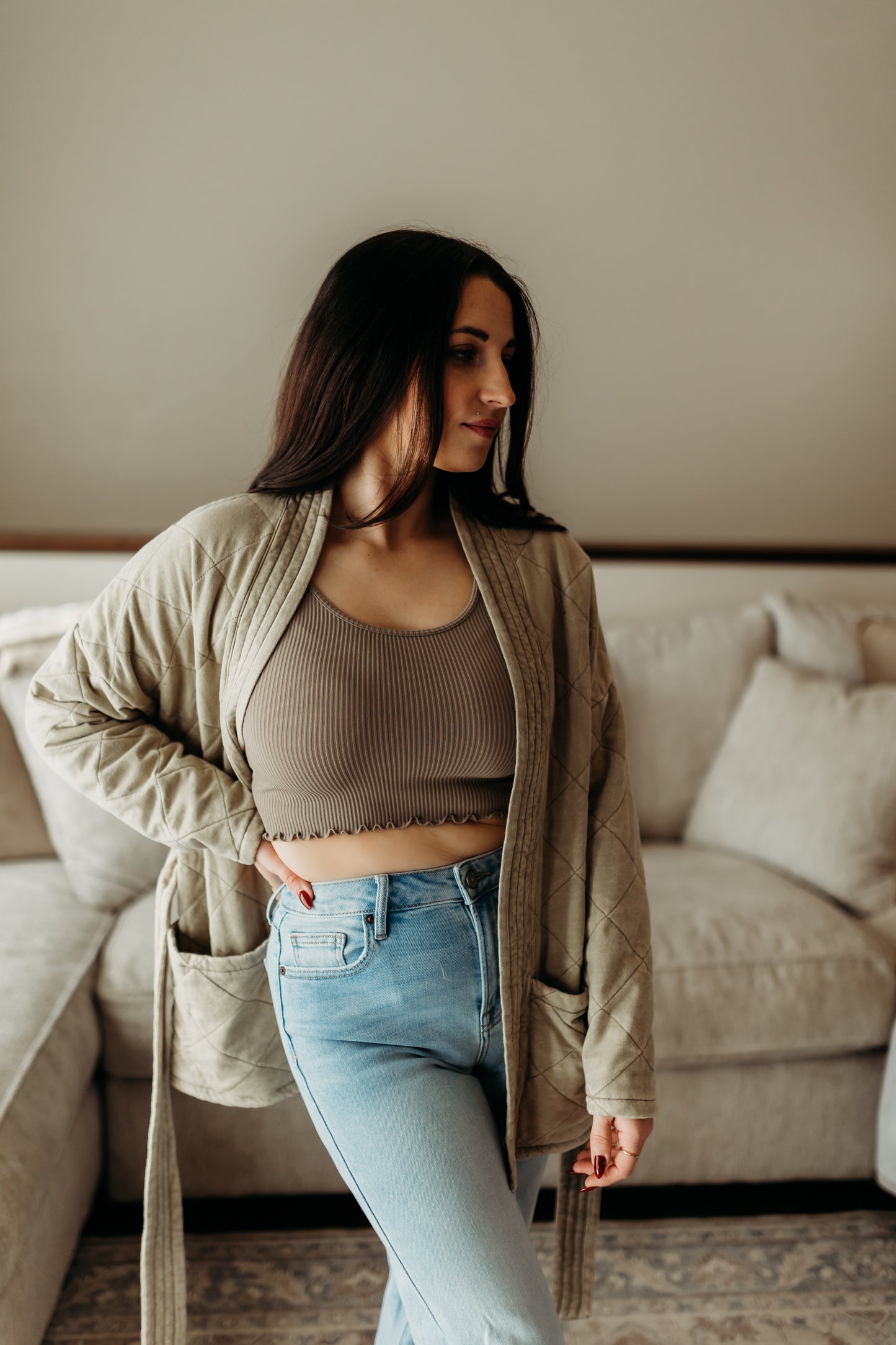 Cotton Quilted Wrap Jacket