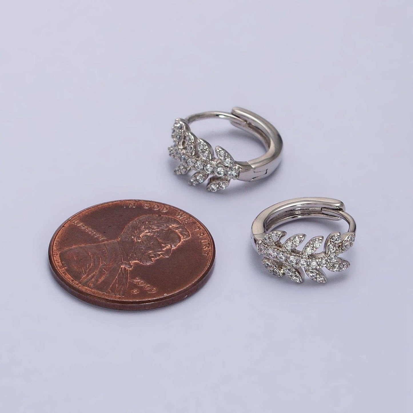 White Gold Filled Olive Leaf Huggies