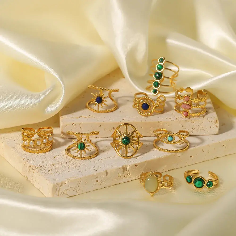 18K Plated Ring W/Multi Stones