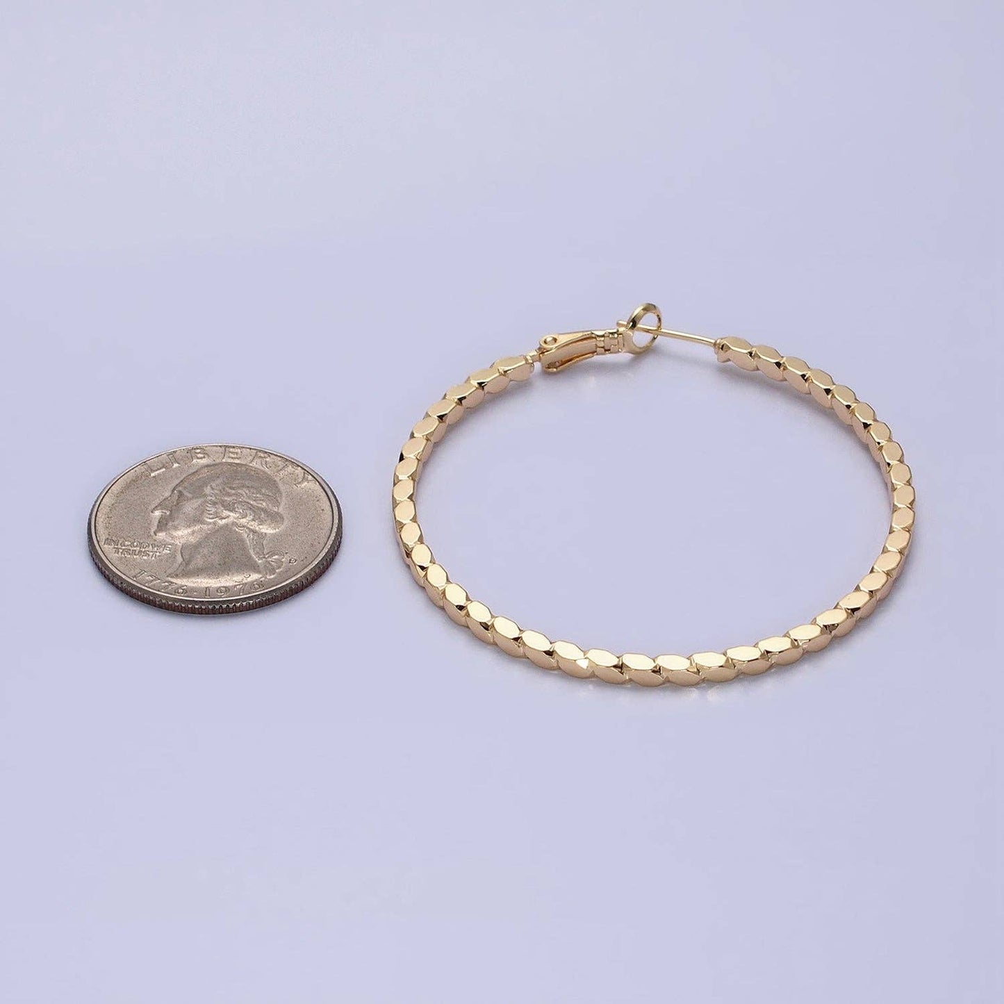 Gold Filled Textured Hinge Hoops- 30mm