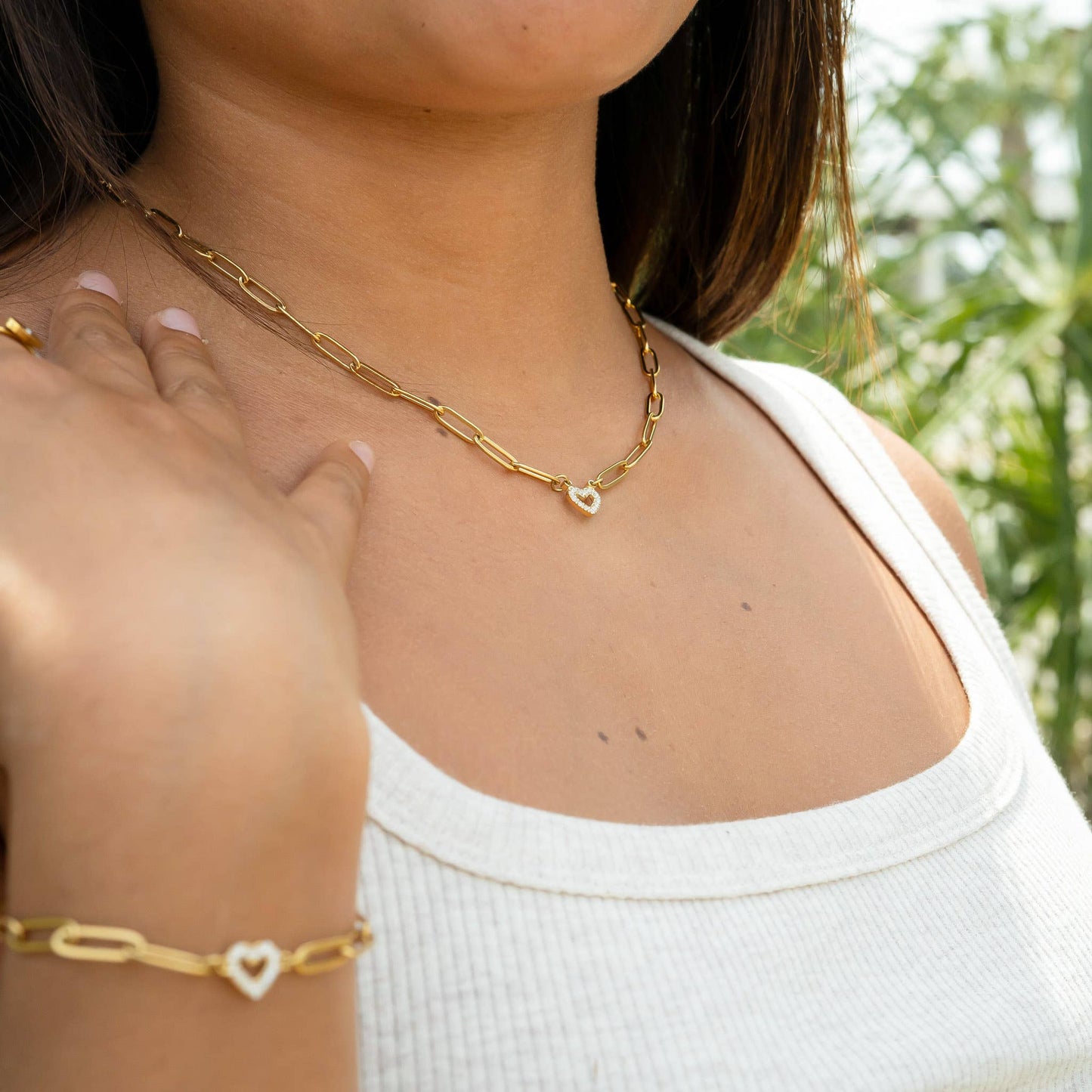Heart Paperclip Charm Bracelet