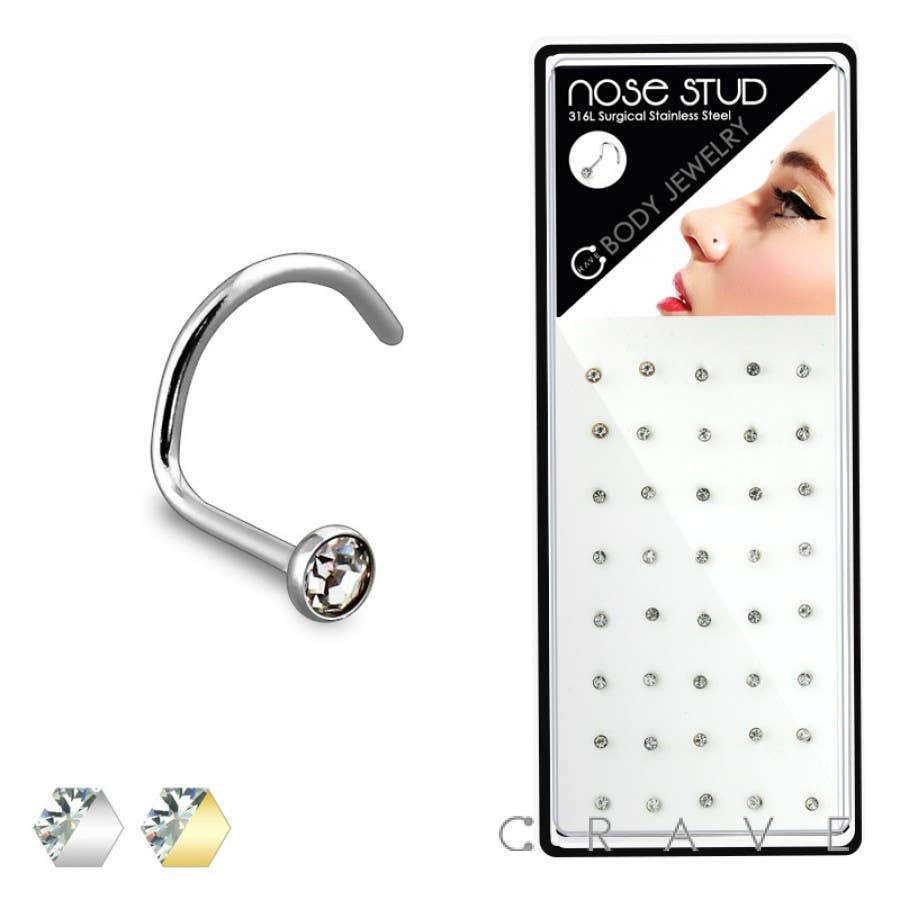 Nose Stud: Clear-20GA