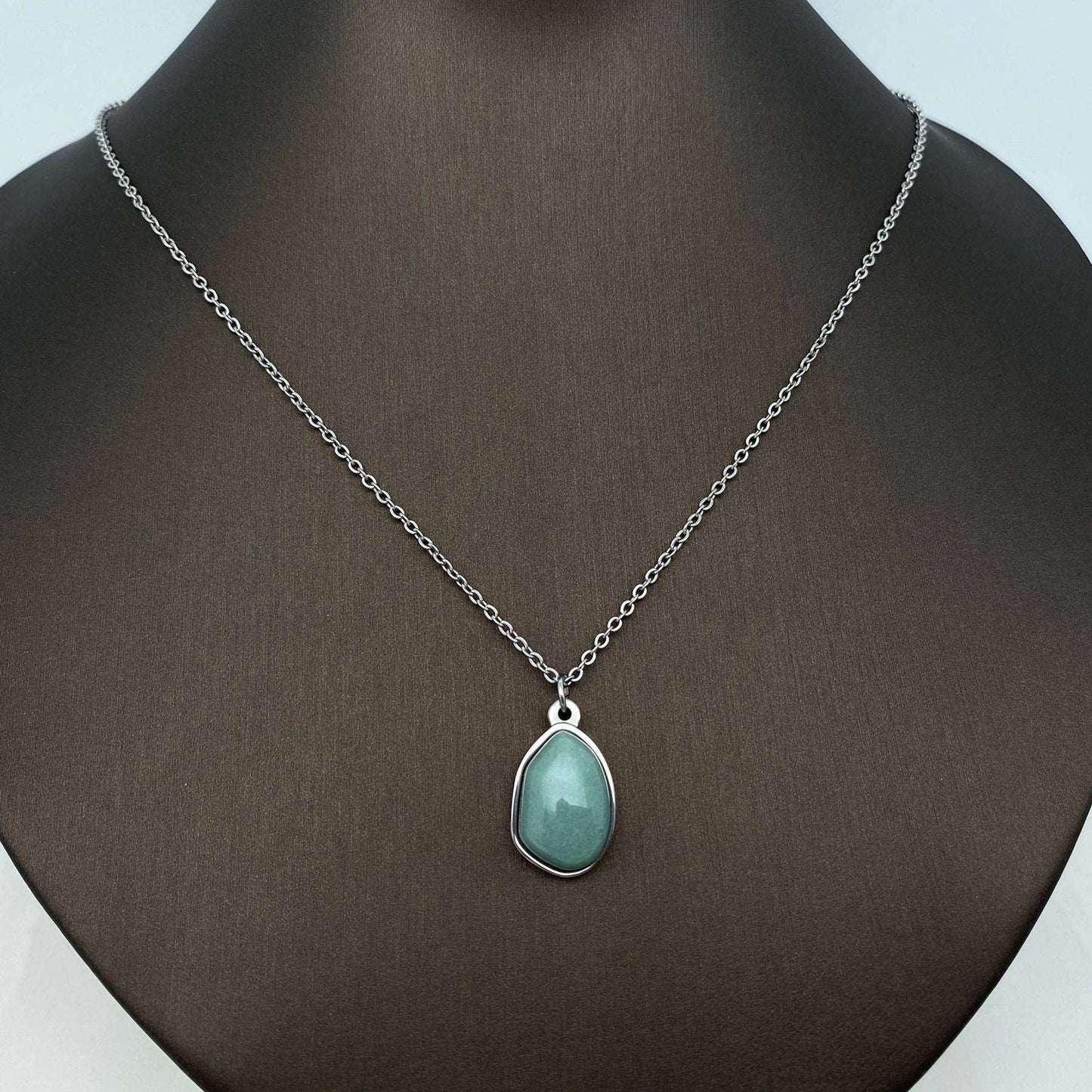 18K Natural Stone Necklace- Green Aventurine