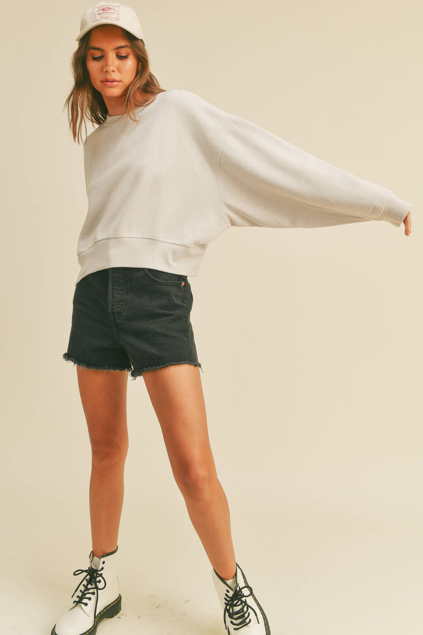 Blank Cropped Sweatshirt: Heather Dusty