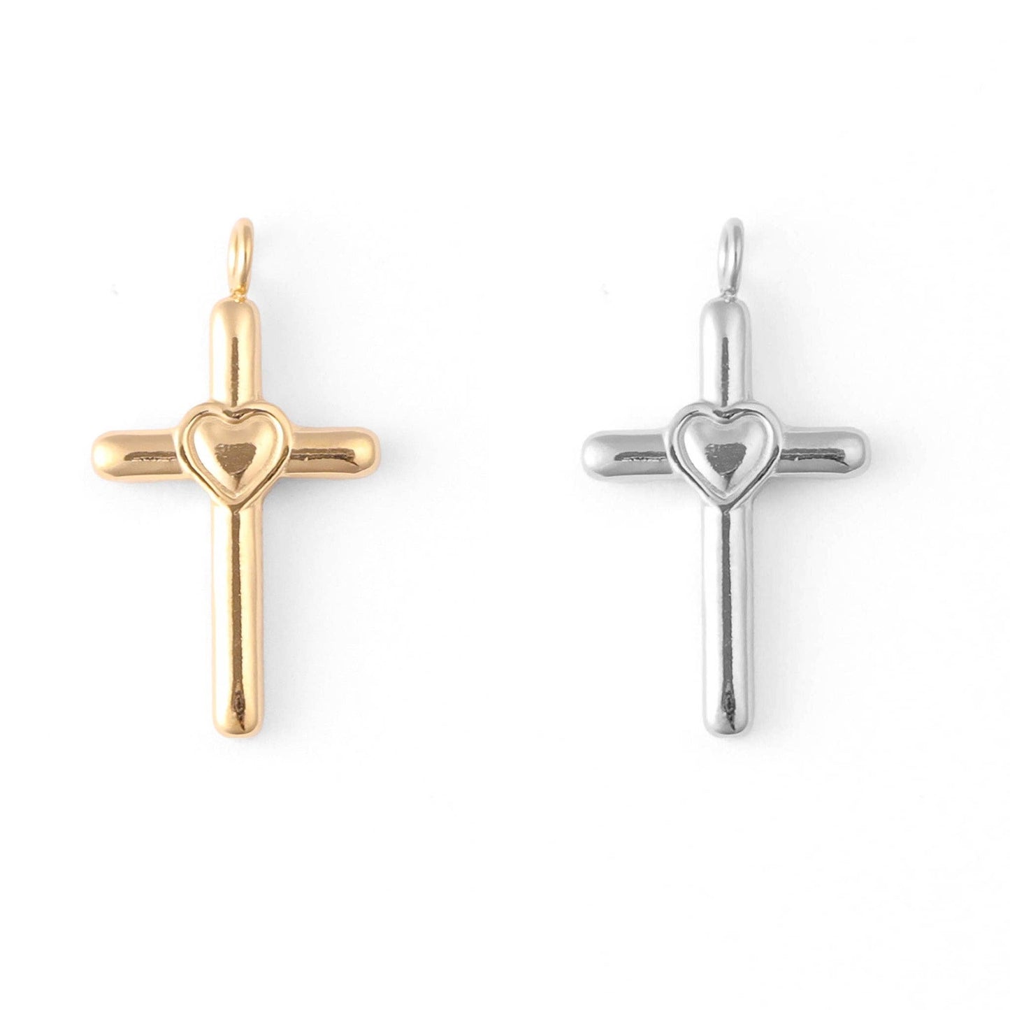 Cross with Heart Charm