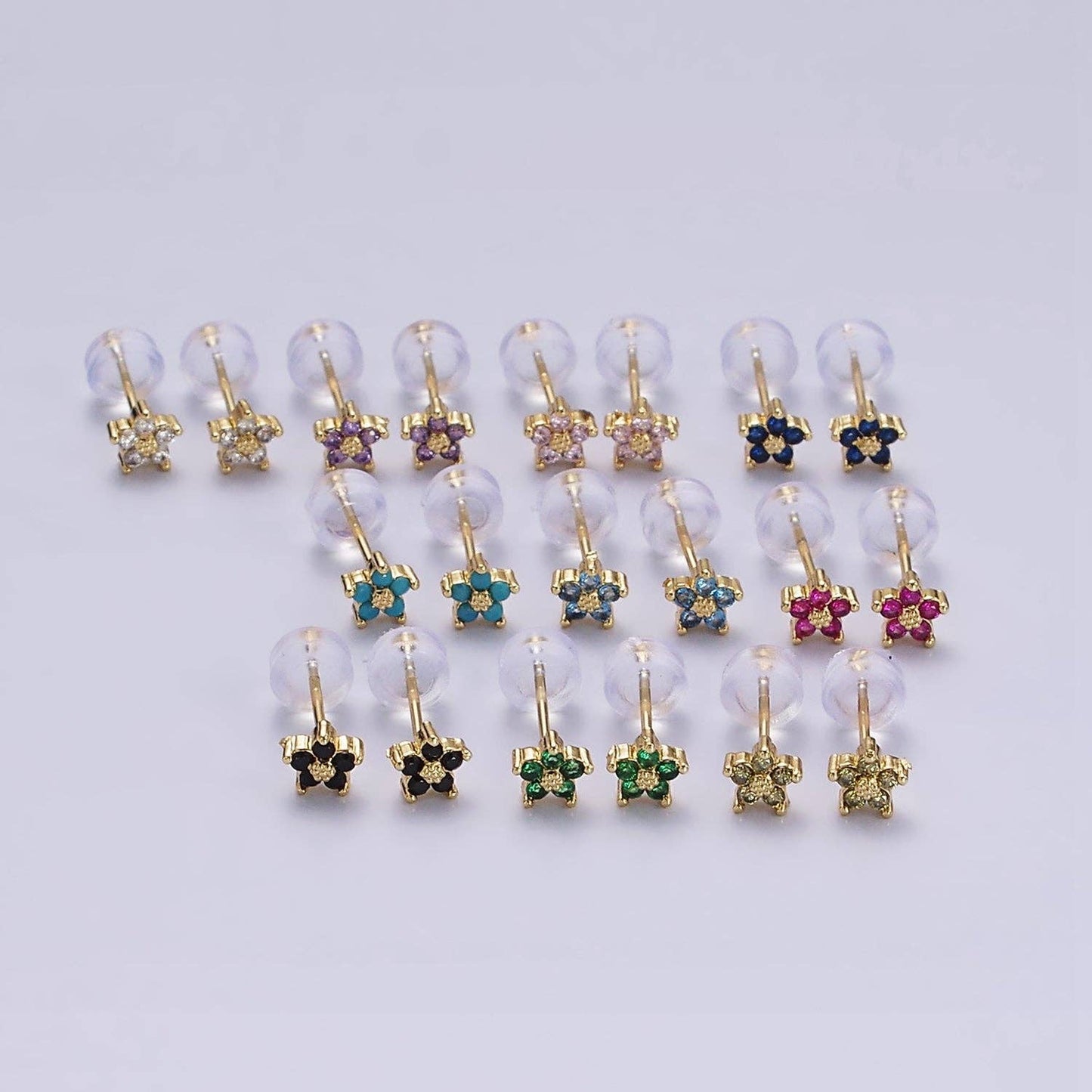 Flower Stud Earrings- Baby Blue