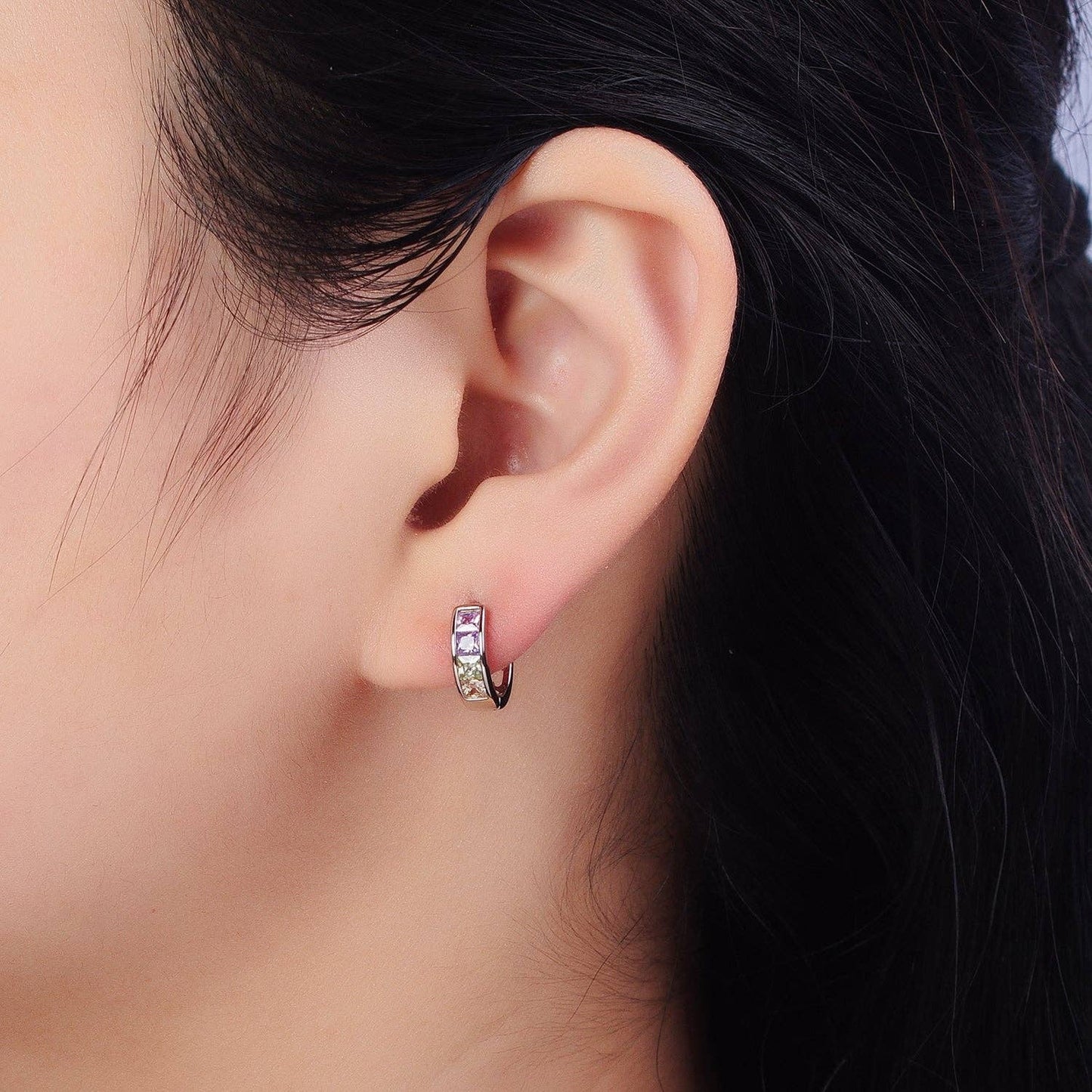 Multicolor Silver Huggies