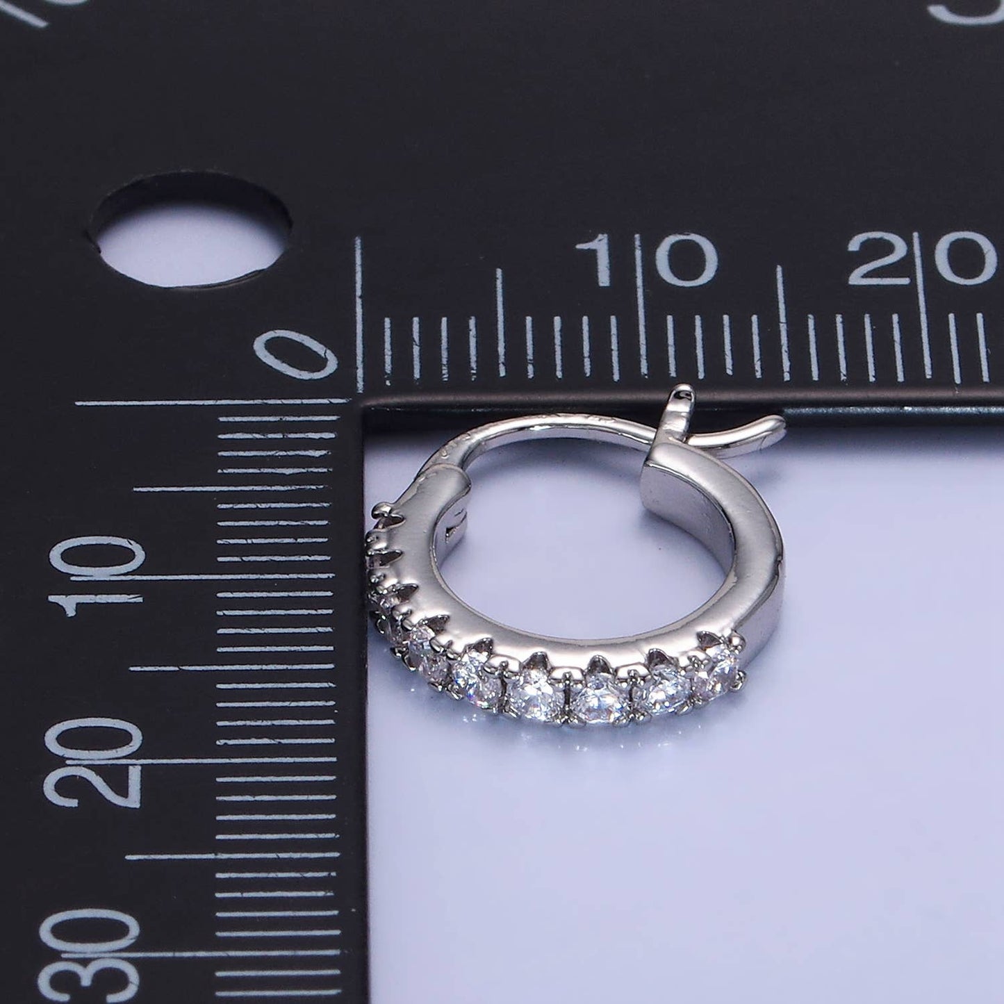 White Gold Hoop CZ Earrings