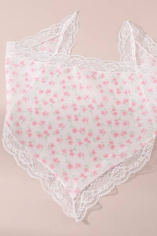 LACE FLORAL BANDANA HAIR SCARF