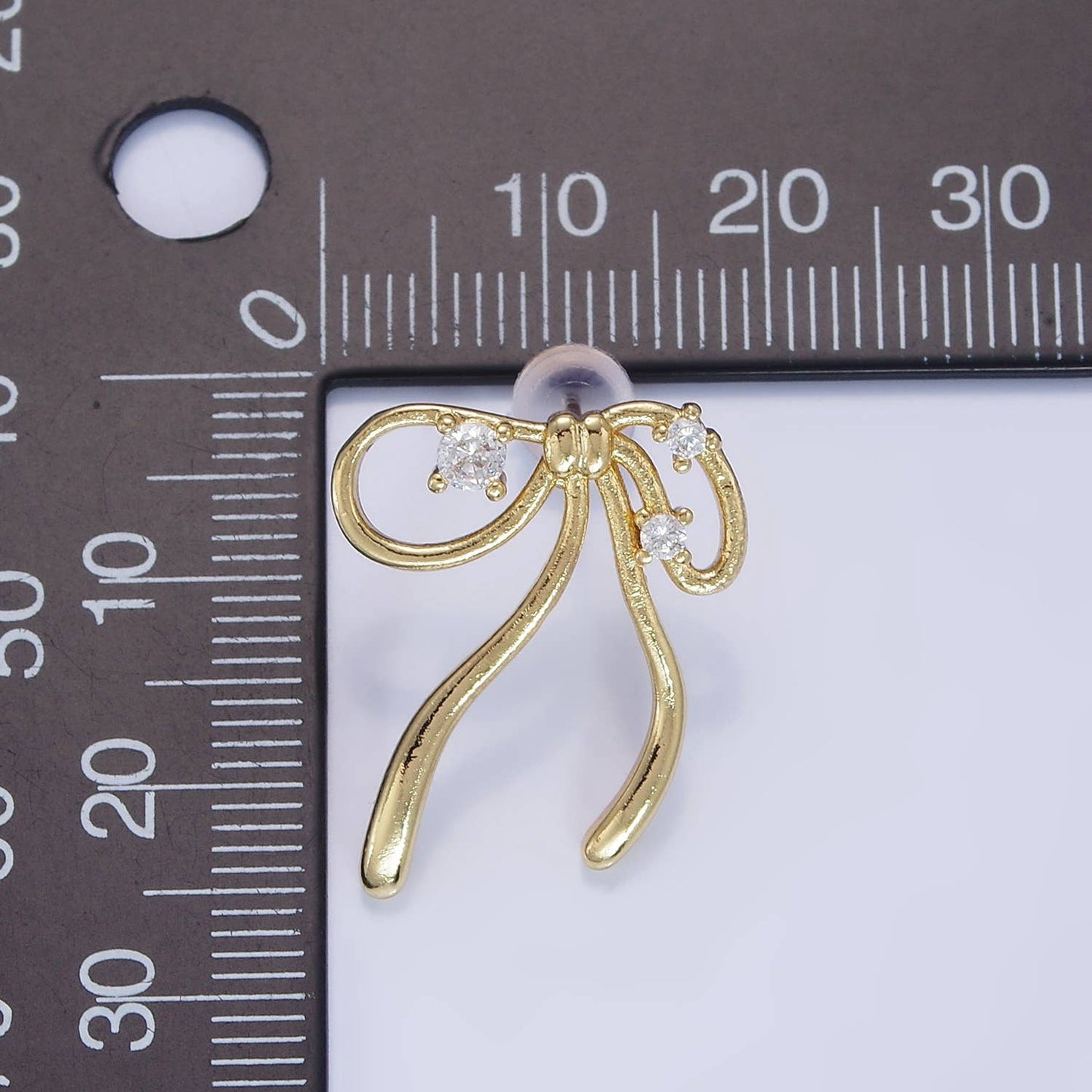 Gold Filled CZ Bow Stud Earrings