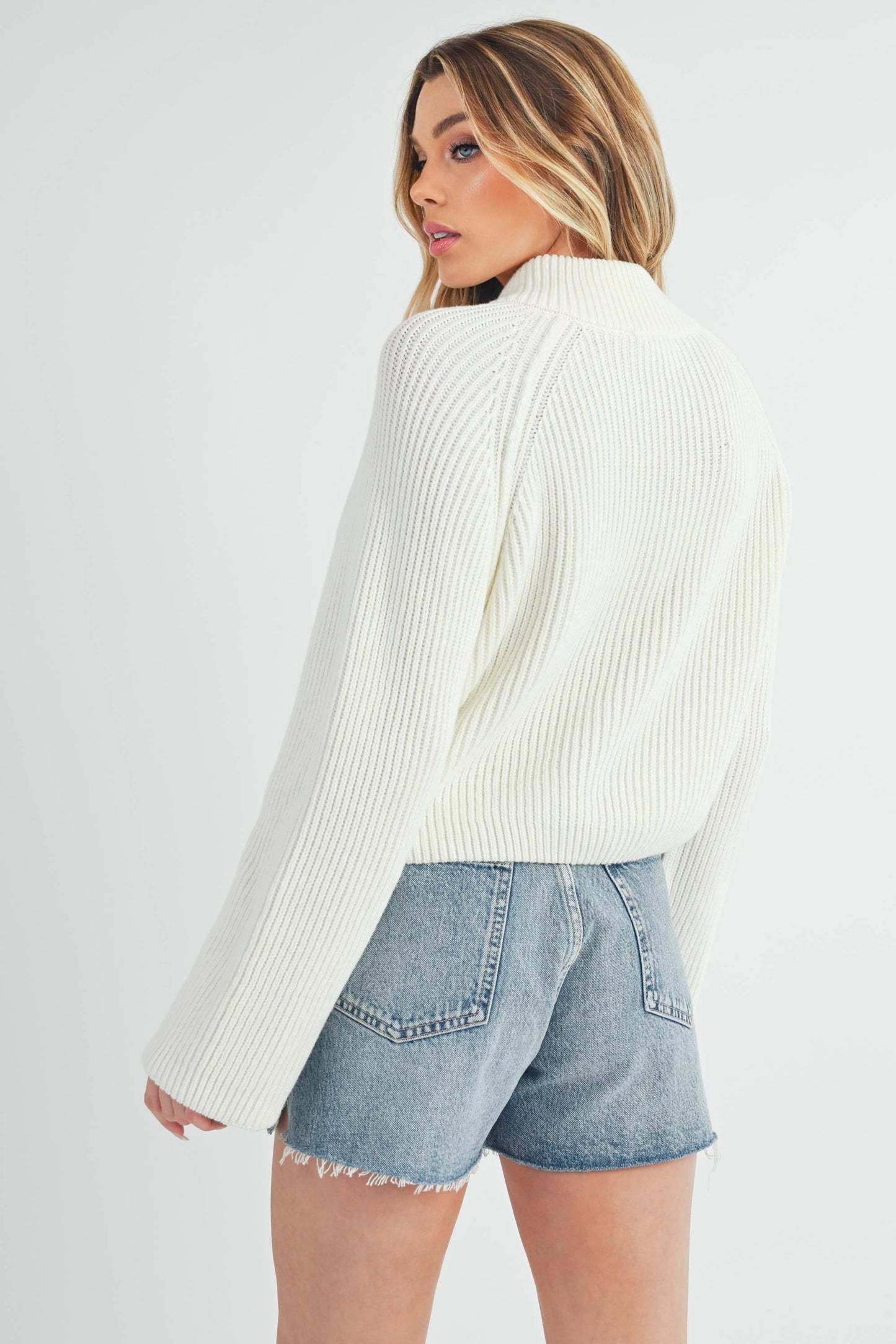 Half-Zip Sweater- White