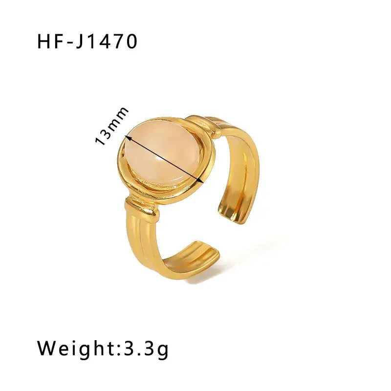 18K Plated Ring W/Pink Stone