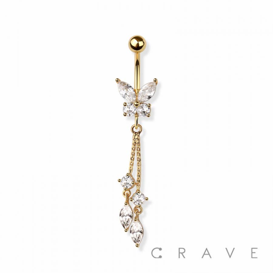 BUTTERFLY CHAIN BELLY RING: SILVER