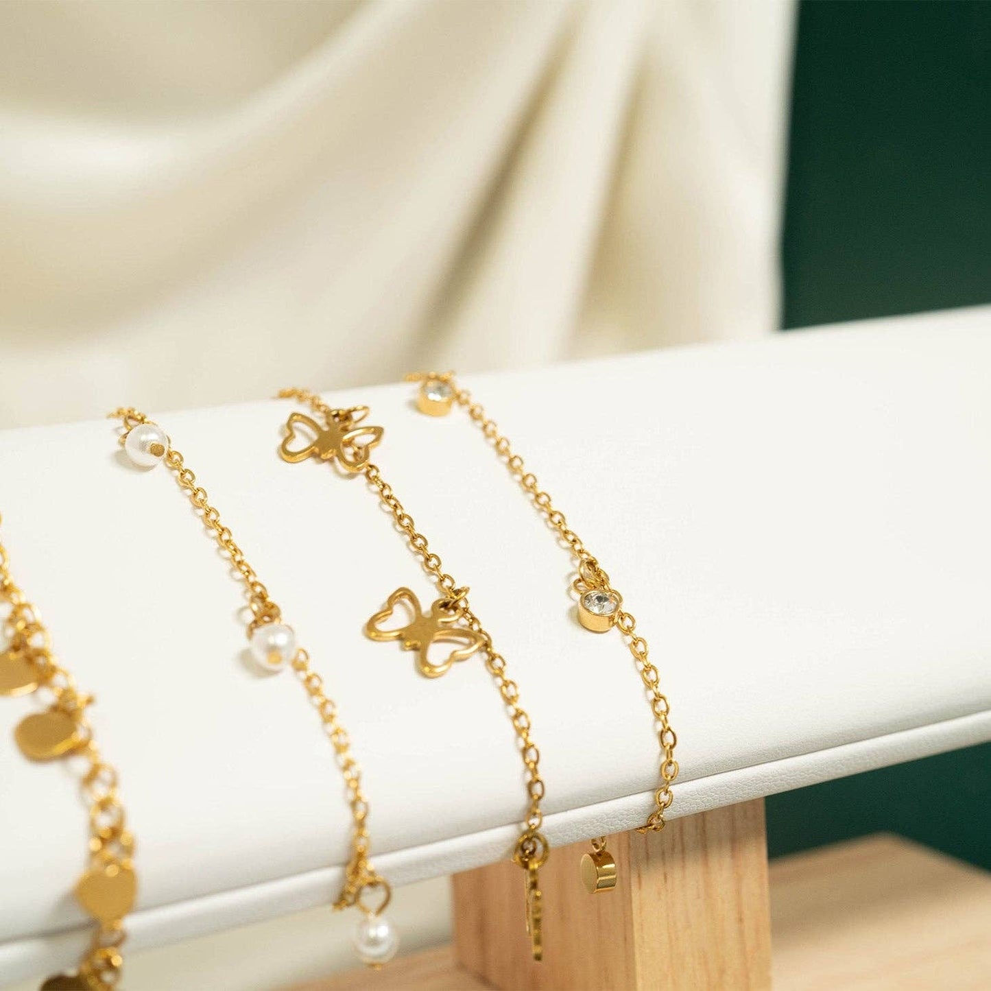 18K Butterfly Charm Anklet