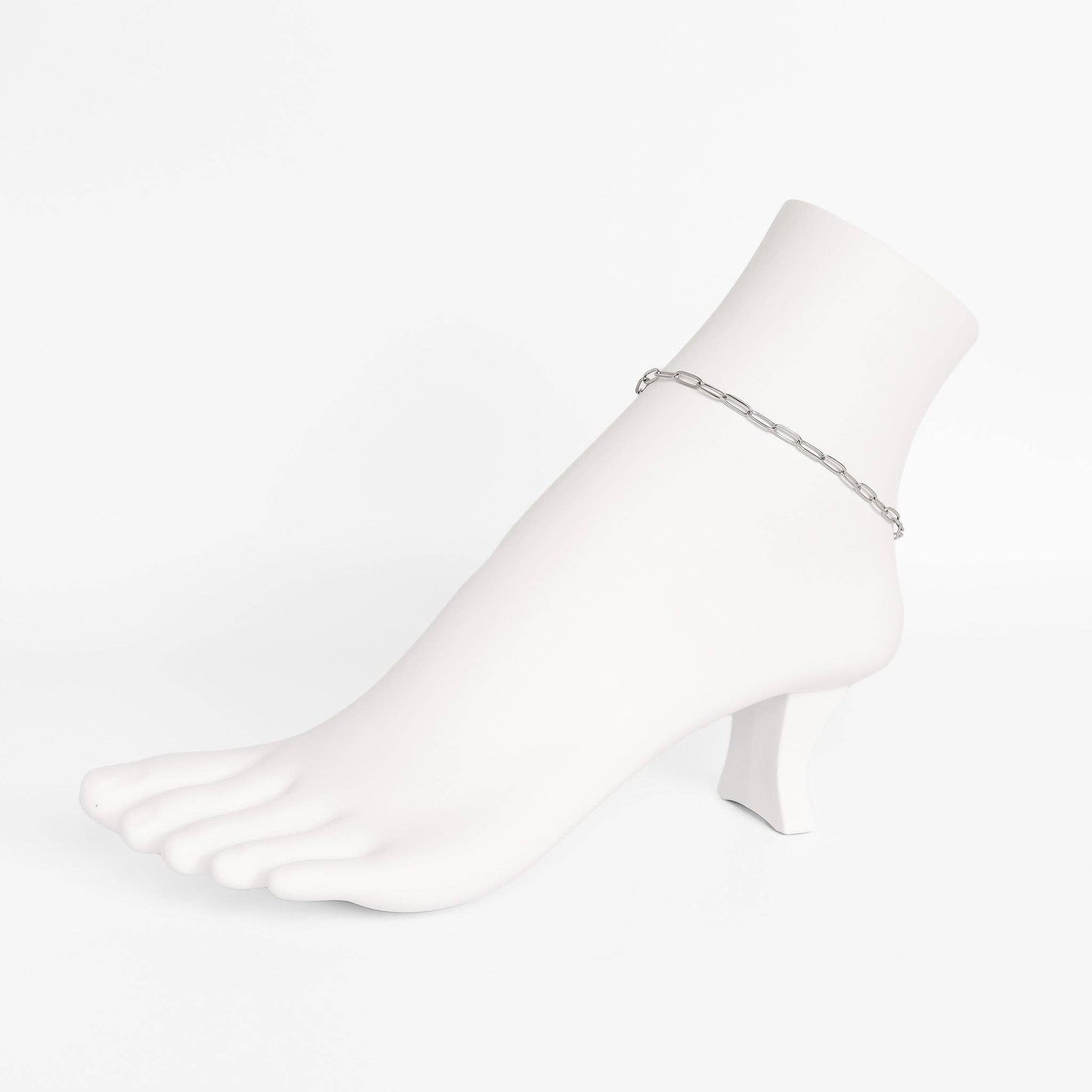 Paperclip Charm Anklet: Stainless