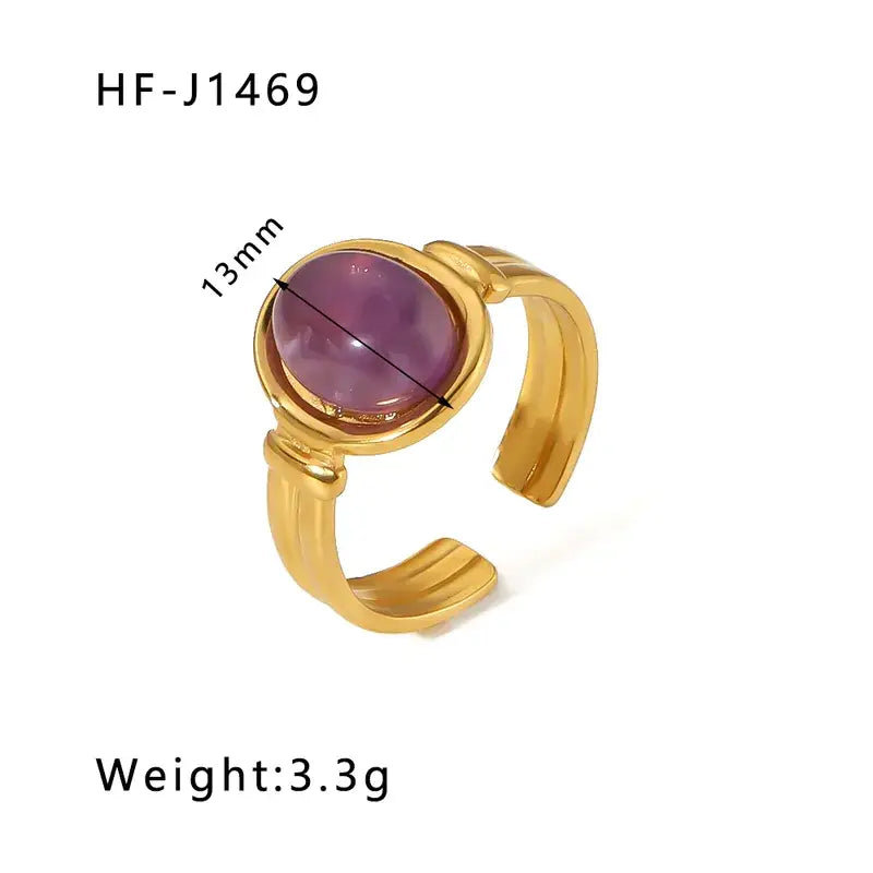 18K Plated Ring W/Pink Stone