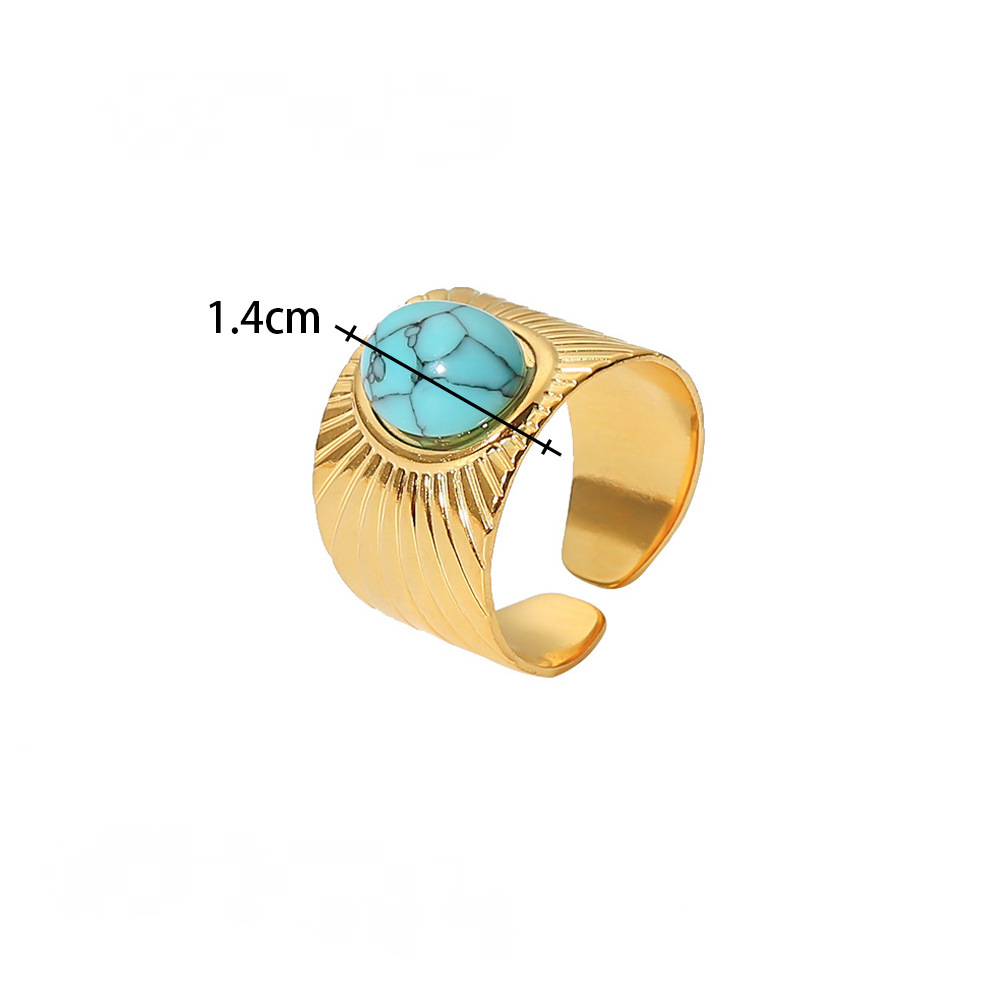 18K Natural Stone Ring- Tq