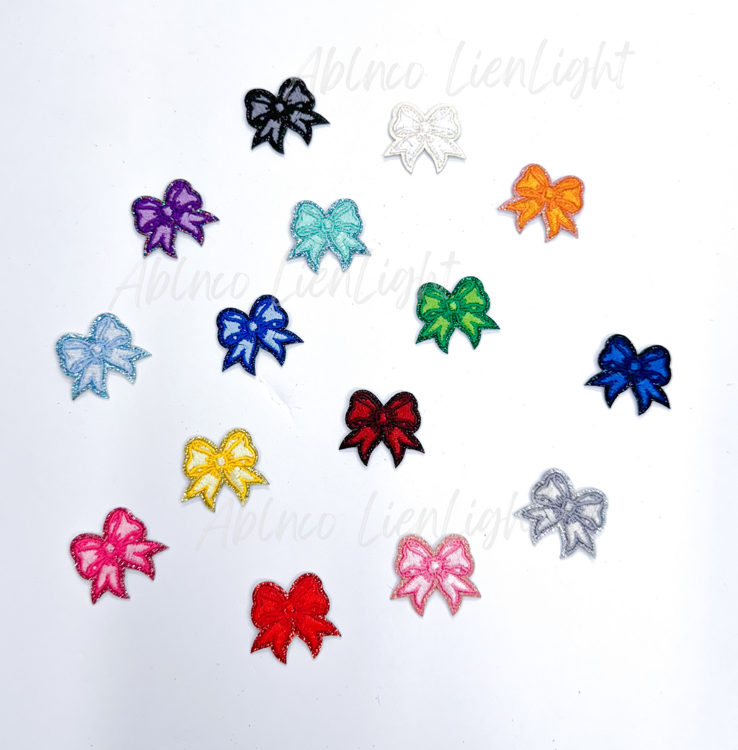 White dainty bow embroidery patch