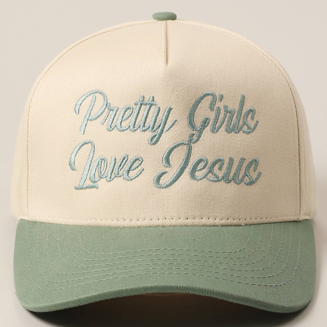 Pretty Girls Love Jesus Embroidered Trucker Hat