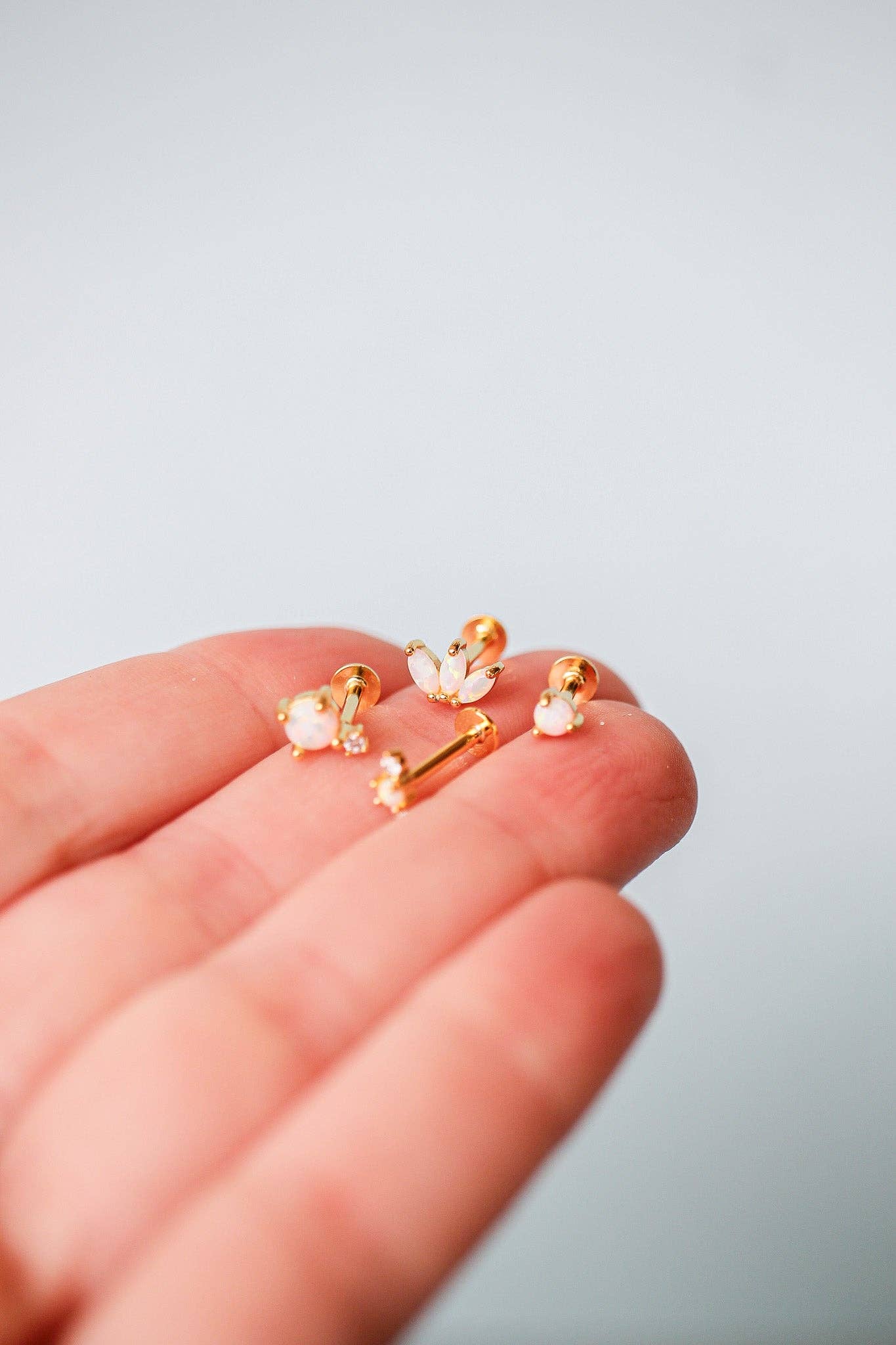 Callie Opal Flat Back Studs 18G