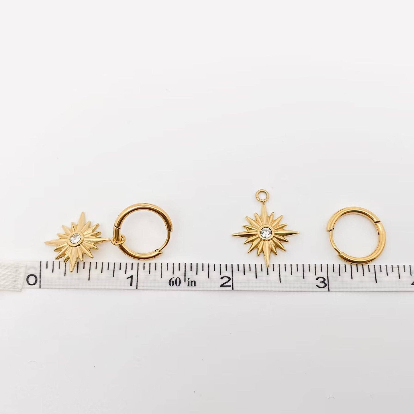 18K Star Pendant Huggies