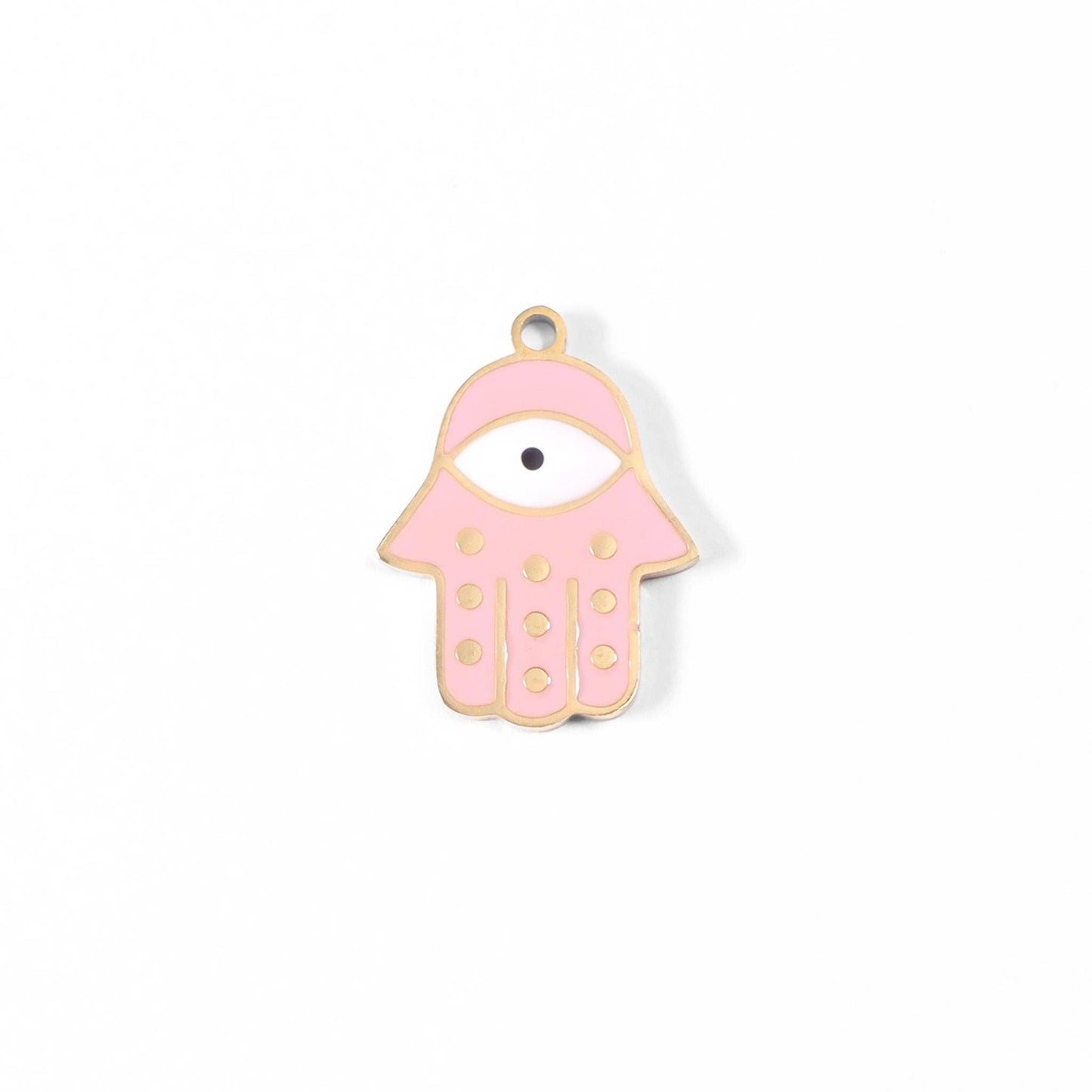 Pink Hamsa Hand Evil Eye Charm