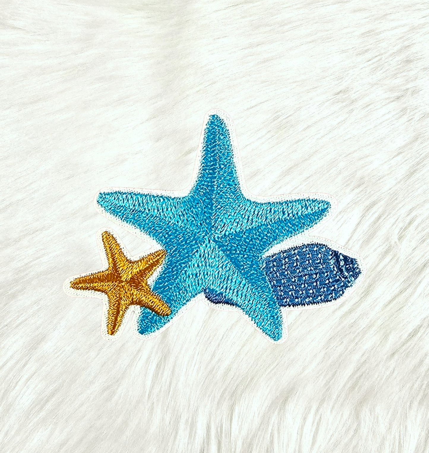 Starfish and Seashell Nautical Coastal Embroidery Iron On Patch
