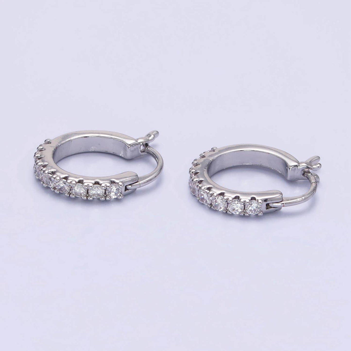 White Gold Hoop CZ Earrings