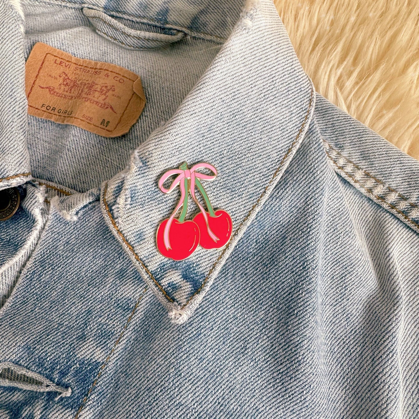 Cherry w. Bow Enamel Pin
