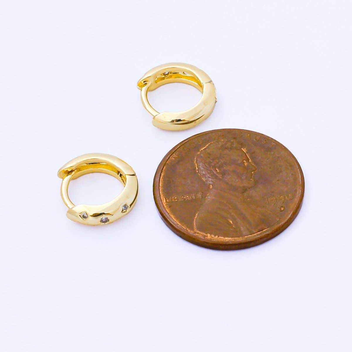 Gold Filled Dotted Dome Huggie Earrings- Silver