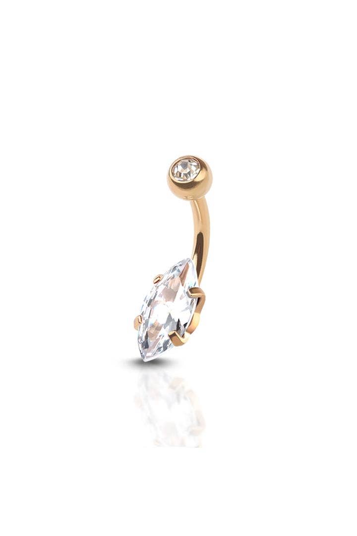Marquise Belly Button Ring: Silver