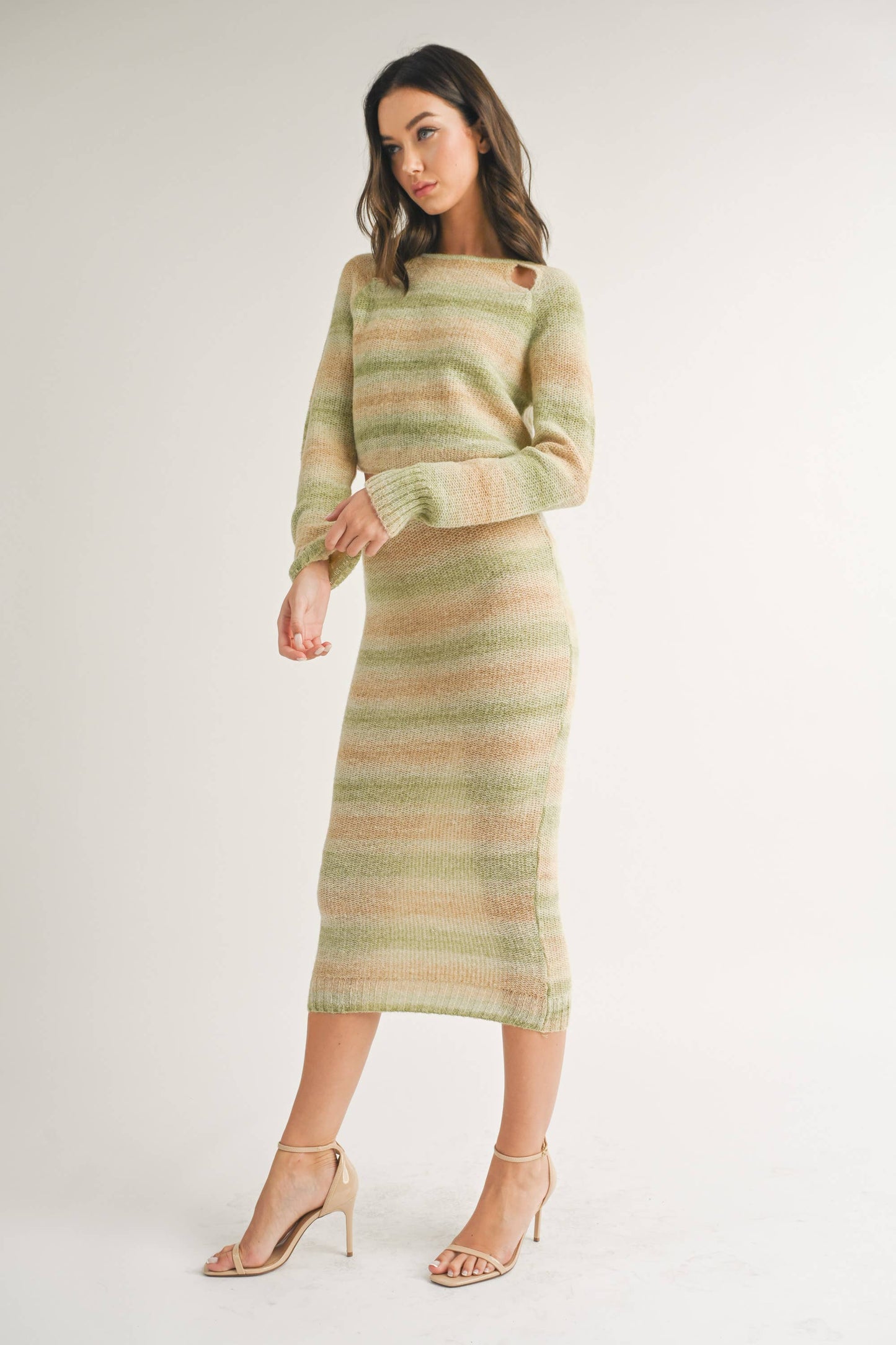 MINTY SWEATER CROP TOP AND SKIRT SET