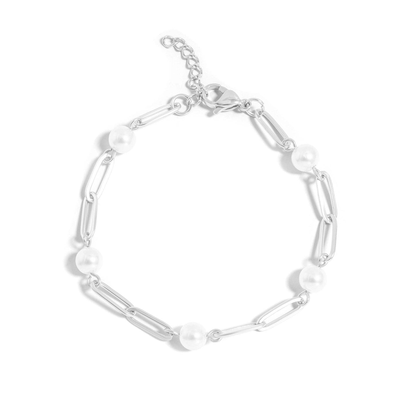 Pearl Paperclip Charm Bracelet