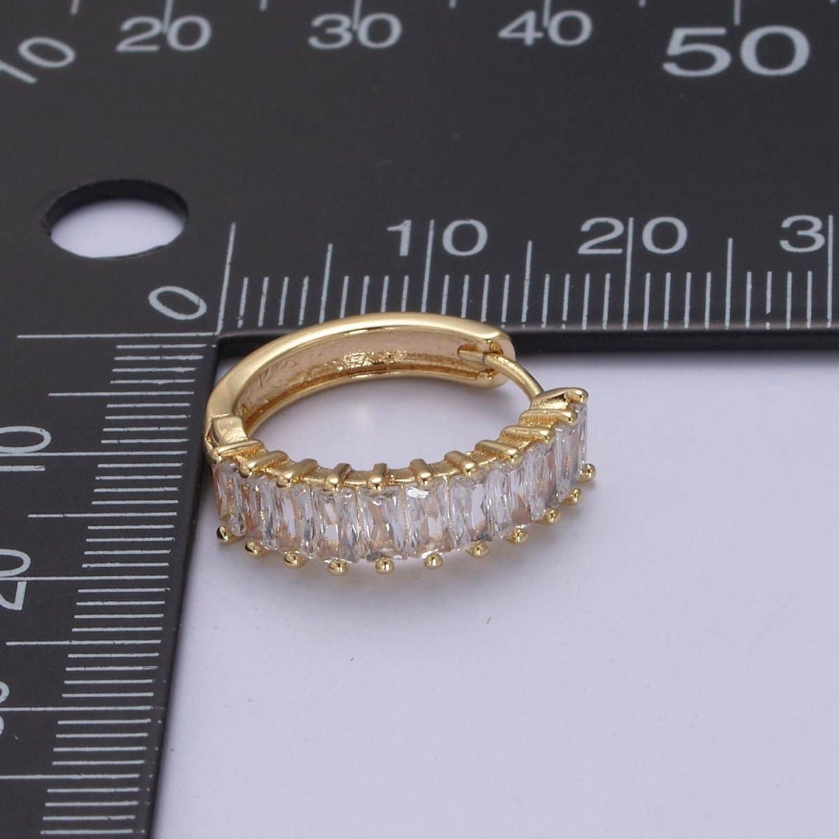 Mini 18k Gold Filled Baguette Huggies