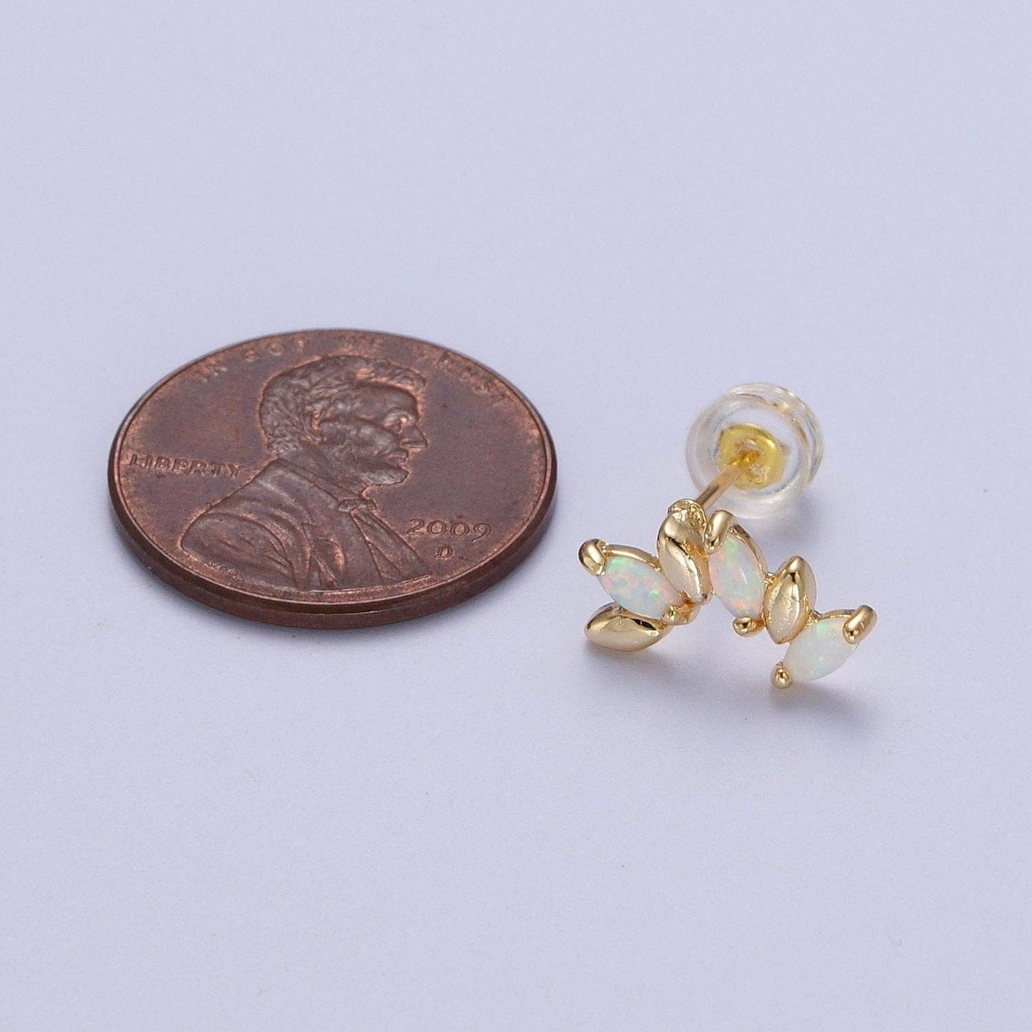 Gold Filled Opal Marquise Stud Earrings