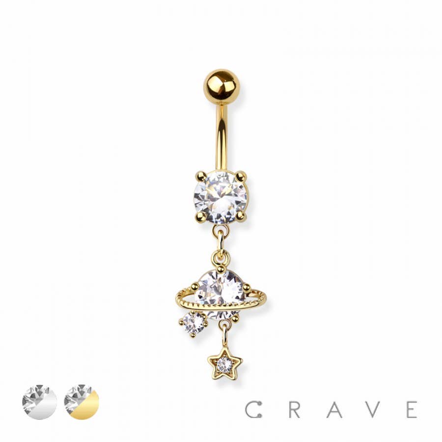PLANET STAR BELLY BUTTON RING: Silver