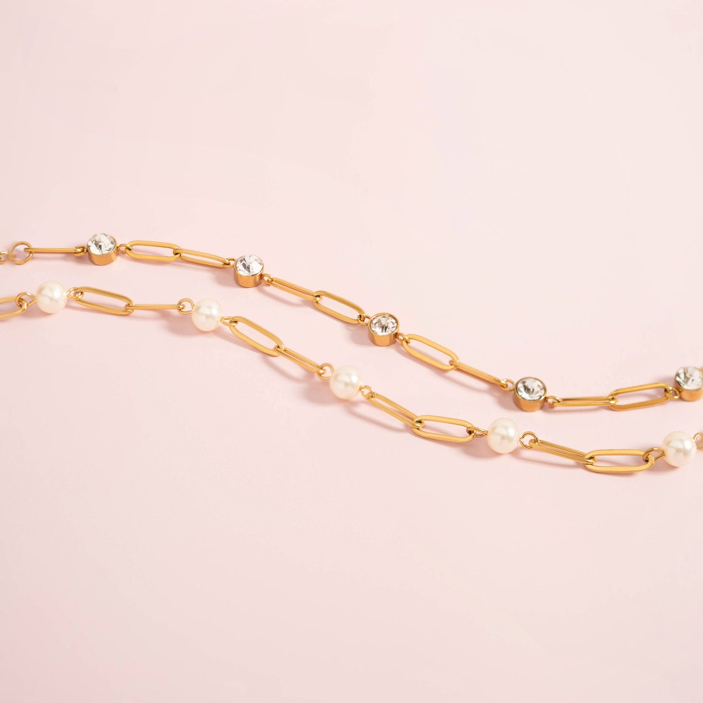 Pearl Paperclip Charm Bracelet