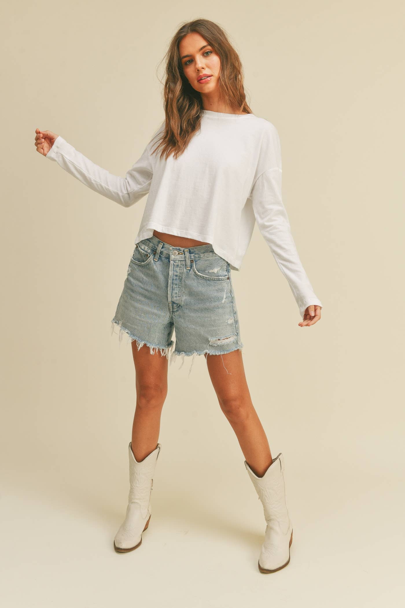 Blank Long Sleeve T-Shirt: WHITE