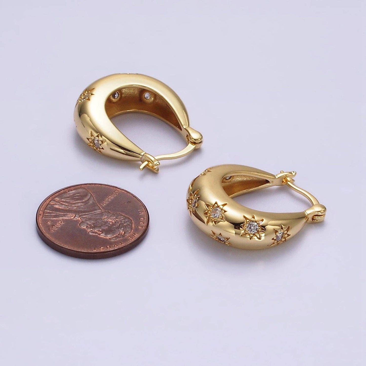 Gold Filled Dome Celestial Earrings