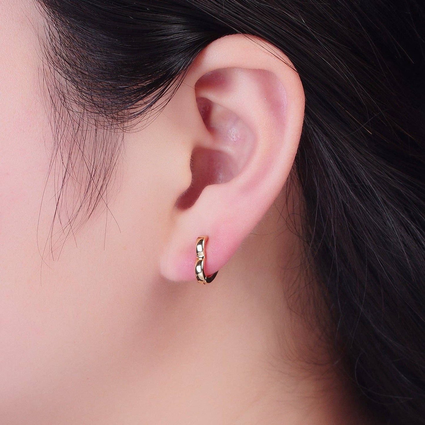 Gold Filled Heart Huggies- 14mm