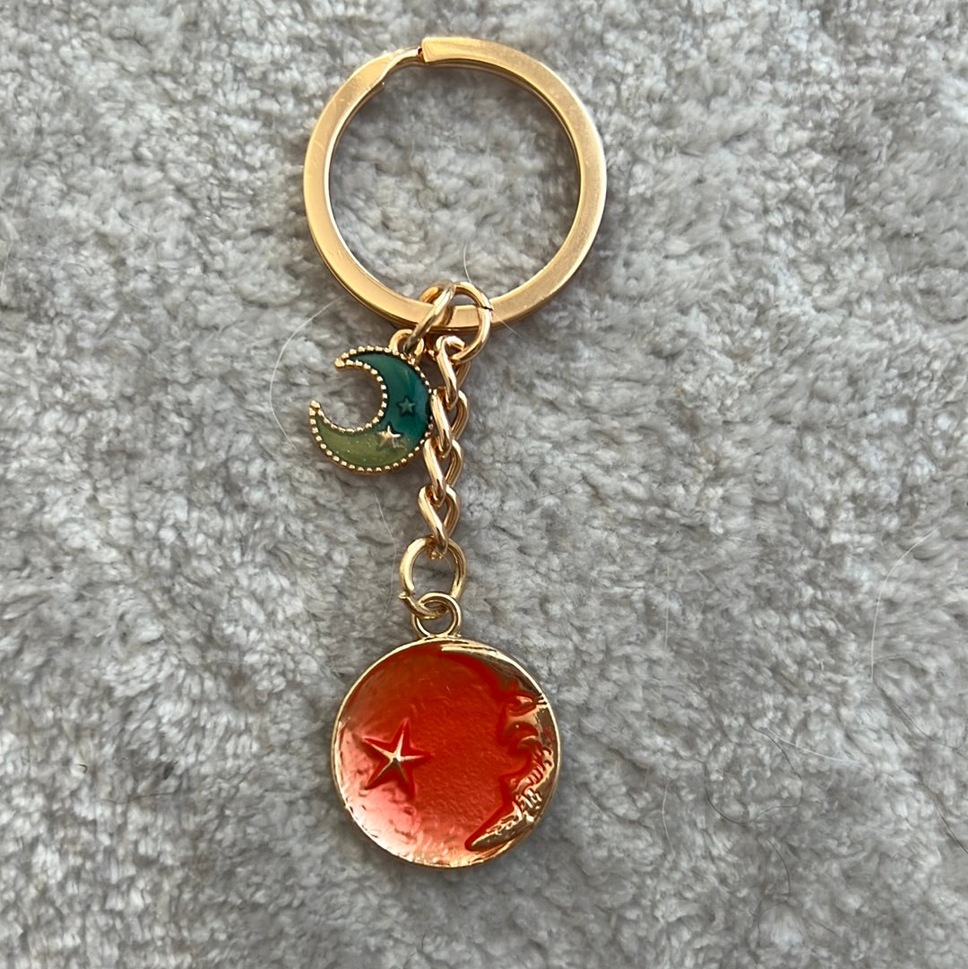 Small Moon Keychain/ Orange