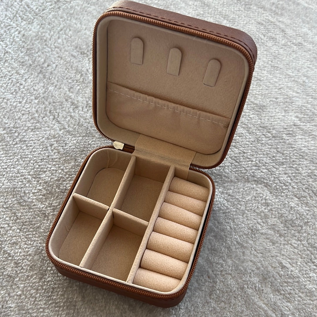 Mini Jewelry Travel Case/ Brown