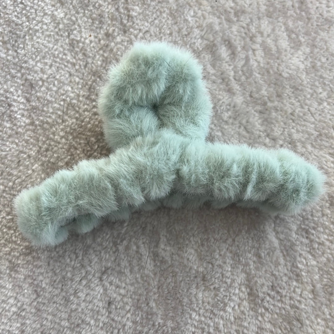 Mint Plush Claw Clip